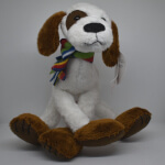 Russ Berrie Brown and white poseable dog